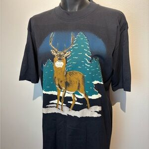 Black Deer Print T-shirt